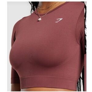 Gymshark Everyday Seamless Crop Top Short Sleeve Burgundy Brown